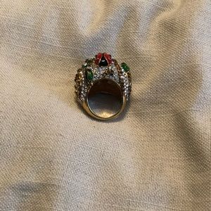 Goldtone Enamel &Rhinestone Ladybug Statement Ring